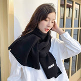 Women Scarf Pashmina Winter Soft Lady Female Shawls Wraps Solid Color Female Knitted Wool Long Scarf Thicken Keep Warm daiiibabyyy