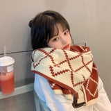 Winter Couple Tide Scarf Plaid Double-sided Warmth Female Knitted Thick Soft Dual-use Shawl Echarpe Femme Hiver Luxe daiiibabyyy