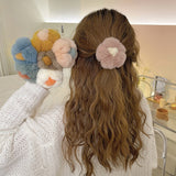 Plush Flower Hair Rope For Women Simple Daily Versatile Fashion Hair Accessories Two-color Hair Rope Elastic Hair Tie Gentle daiiibabyyy