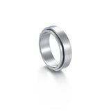 Daiiibabyyy Rotatable Titanium Steel Ring Retro Silver Color Star Moon Matte Rings Punk Women Men Prom Stress Reliever Finger Jewelry