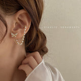 New Korean Elegant Cute Rhinestone Butterfly Stud Earrings for Women Girls Fashion Metal Chain Boucle D'oreille Jewelry Gifts daiiibabyyy