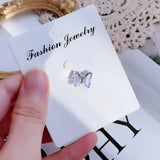 Daiiibabyyy 1Pcs Gradient Crystal Butterfly Stud Earrings For Girl Titanium steel Helix Screw Piercing Ear Bone Nails Tragus Earring Jewelry