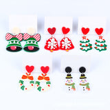Cute Christmas Acrylic Earrings For Women Cartoon Christmas Tree Bell Snowflake Drop Earrings Trendy Jewelry Xmas Festive Gift daiiibabyyy