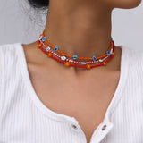 Daiiibabyyy IngeSight.Z Bohemian Colorful Beads Flower Choker Necklace for Women Summer Statement Short Collar Clavicle Chain Jewelry