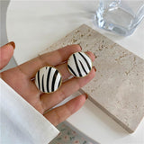 2021 New Modern Fashion Black and White Zebra Geometric Square Round Earrings Gothic Girls Simple Jewelry Accessories For Woman daiiibabyyy