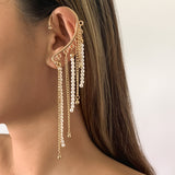 2021 New Trendy Long Butterfly Clip Earrings Ear Hook Pearl Ear Clips Without Pierced Ears Chain Earrings Women Girls Jewelry daiiibabyyy