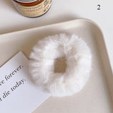 Solid Large Intestine Hair Ring Plush Hair Ring Ladies Lovely Faux Fur Scrunchies Rubber Bands Female Fashion Hair Accessories daiiibabyyy