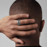 Daiiibabyyy Vintage Ring Man, Stainless Steel Twisted Rope Design Textured Pattern Ring, Men's Jewelry