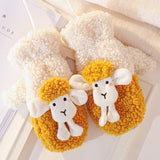1Pair Women Girl Lovely Gloves Winter Plush Korean Sheep Gloves Faux Fur Cute Full Finger Thick Gloves Mittens Christmas Gloves daiiibabyyy