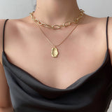 Punk Multilayered Gold Chunky Chain Choker Necklace For Women Fashion Irregular Round Pendant Necklace 2022 Trend Jewelry daiiibabyyy
