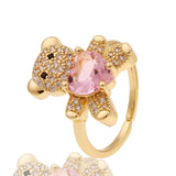 European and American New Fashion Jewelry Love Bear Ring Women's Temperament Creative Party Gifts for Friends daiiibabyyy