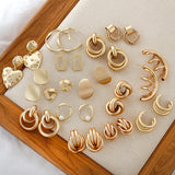 Fashion Metal Statement Earrings 2022 Gold Color Geometric Earrings For Women Hanging Dangle Earring Earring  Jewelry