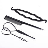 Popular 1SET Ponytail Creator Plastic Loop Styling Tools Black Topsy Pony Topsy Tail Clip Hair Braid Maker Styling Tool Fashion daiiibabyyy