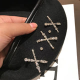 Daiiibabyyy Female Winter Headwear Beautiful Starfish Rhinestone Woolen Knitted Caps Women Fashion Pure Wool Beret Hats