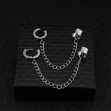 1Pcs Fashion Punk Stainless Steel Clip Earring for Teens Women Men Ear Cuffs Street Cool Jewelry Silver Color Chain Ear Clip