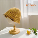 Winter Bucket Hat For Women Men Fashion Warm Cap Unisex Elasticity Knit Beanie Hats 2022 Fashion Beige hat daiiibabyyy
