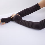 New Long Fingerless Gloves Womens Winter Warmer Knitted Arm Sleeve Fine Casual Soft Girl Goth Clothes Women Punk Gothic Gloves daiiibabyyy