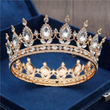 Daiiibabyyy Gold Purple Queen King Bridal Crown For Women Headdress Prom Pageant Wedding Tiaras and Crowns Hair Jewelry Accessories