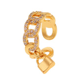 Women's Jewelry Geometric Creative Personality Cuban Chain Link Lock Design Accessories Opening Adjustable Friend Party Gift daiiibabyyy