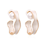 New Mutilcolor Enamel Pearl Circel Geometric Dripping Oil Metal  Hoop Earrings for Women Girls Travel Jewelry HUANZHI 2022 daiiibabyyy