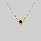 Lost Lady Crossed Swords & Onyx Heart Necklace Fashion Ladies Diamond Pendant Necklace Jewelry Wholesale Direct Sales daiiibabyyy