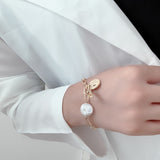 South Korea's new metal pearl bracelet, rose pendant, simple fashion women's bracelet 2022 new jewelry daiiibabyyy
