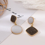 Korean temperament simple geometric asymmetrical earrings elegant ladies stud earrings Ear clip daiiibabyyy