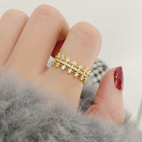 2021 New Arrive Exquisite 14K Real Gold Plated Double Layers Ring for Women AAA Cubic Bling Zircon CZ Luxurious Bijoux Anillos daiiibabyyy