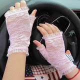 New Fingerless Women Sexy Lace Gloves Ladies Half Finger Fishnet Gloves Mesh Mitten Sun Protection Driving Black Guantes daiiibabyyy