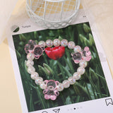 Acrylic Women Hair Ties Elastic Rubber Bands Girl Crystal Bear Korean Bracelet Head Accessories Handmade Horsetail Wholesale daiiibabyyy