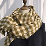 Women 100% Cashmere Scarf Classic Plaid Luxury Brand Woman Scarf Winter Literary Style Women Long Shawl 70X200 CM Adult daiiibabyyy