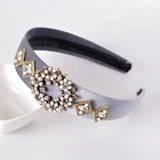 Daiiibabyyy INS Korean style of INS Vintage  new retro rhinestone pearl hair hoop wide gold velvet headband female dropshipping headbands