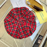 Daiiibabyyy Retro Plaid Octagonal Hats for Women Fashion Gorras Big Size Cap for Lady Elastic Berets Cap Hood Cloud hat Hair Accessories