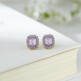 Personality contracted French delicate pink purple stud earrings metal ube violet retro contracted small geometric earrings daiiibabyyy
