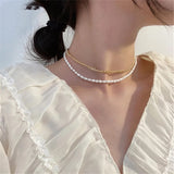 HUANZHI 2022 New Baroque Freshwater Natural Pearl Moonstone Pendant Necklace Geometric Irregular for Women Girls Party Jewelry daiiibabyyy