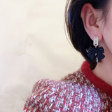 Drop Earrings for Women Fashionable New Black Bow Crystal Earrings Elegant Geometric Earrings Jewelry Accessories Wholesale daiiibabyyy