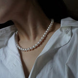 Daiiibabyyy White Pearl Beaded Choker Necklace for Women Elegant Wedding Girl Female Collar Chains Bead Necklace Trendy Jewelry