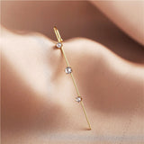 New Ear Needle Wrap Crawler Hook Earrings for Women Surround Auricle Diagonal Stud Copper Inlaid Zircon Piercing Earrings /1 Pc daiiibabyyy