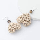 Summer New Rattan Woven Heart Dangle Earrings Bohemia Ethnic Style Party Jewelry For Women Fashion Statement Drop Brincos Gift daiiibabyyy