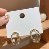 Korean Fashion Metal Geometric Oval Statement Stud Earrings Females Temperament Jewelry Wedding Party Earring For Women Brincos daiiibabyyy