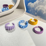 2022 New Trendy Hand-painted Color Irregular Korean  Geometric Chain Rings for Women Multicolor Irregular Open Rings Jewelry