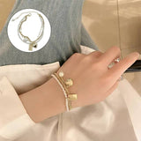 Elegant Natural Pearl Bow Gold Suit Detachable Bracelet For Woman New Korean Fashion Jewelry Lady Sweet Temperament Bracelet daiiibabyyy
