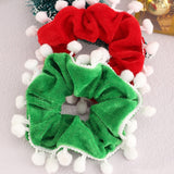 Christmas Flannel Hair Scrunchies Santa Claus Deer Head Rope Rubber Band Christmas Tassel Headband Fashionable Hair Accessories daiiibabyyy