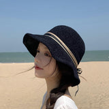 Summer Kitted hat fisherman cap bucket hat Foldable Visor cap outdoor Holiday Beach sun protection Hat women hat Panama sun hat daiiibabyyy