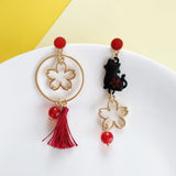 New Style Asymmetric Lovely Cat Tassel Dangle Earrings For Women Cute Animal Star Moon Fashion Earrings Girl Party Jewelry Gifts daiiibabyyy