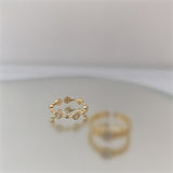 2021 New French Retro Lace Flower Metal Gold Color Zircon Ring for Female Simple Temperament Opening Rings Jewelry Gift daiiibabyyy