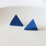 HUANZHI 2021 New S925 Blue Vintage Paint Geometric Irregular Folds Stud Earrings for Women Girls Travel Jewelry Gifts daiiibabyyy
