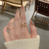 Exquisite Shining Star Gold Open Rings Korean Fashion Jewelry Party Girl's Luxury Accessories Student Gift Ring For Woman 2021 daiiibabyyy