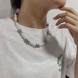 Fine Fashion Imitation Pearl Beaded Geometric Thorns Statement Necklaces Hip hop Women Men Punk Jewelry Trendy Popular Necklace daiiibabyyy