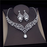 Daiiibabyyy Gorgeous Crystal Crown Bridal Jewelry Sets Wedding Necklace Tiaras Sets for Women Diadem Necklace Earrings Costume Jewelry